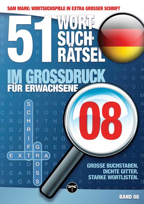 Sam Mark, Wortsuchrätsel in extra großer Schrift, Titelbild von Band 08