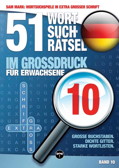 Sam Mark, Wortsuchrätsel in extra großer Schrift, Titelbild von Band 10